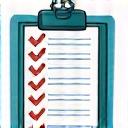 Cartoon checklist icon.